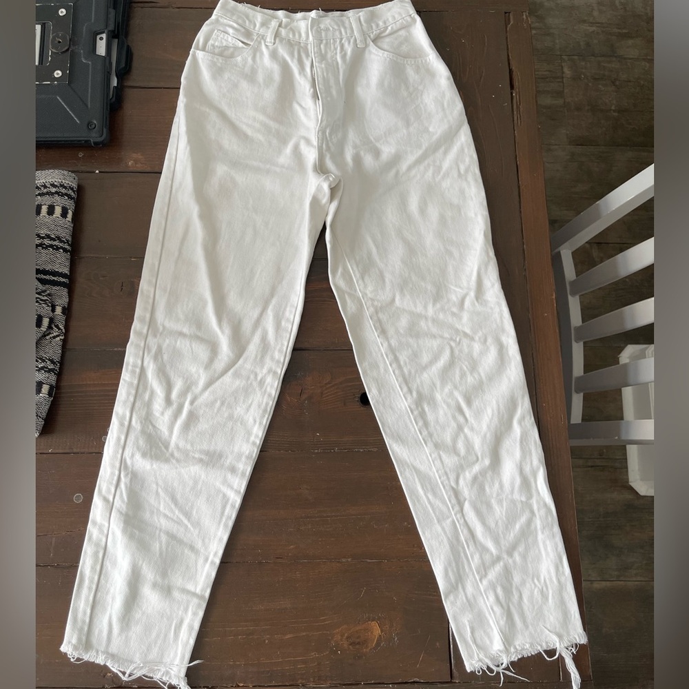 Vintage david david white cotton high rise jeans